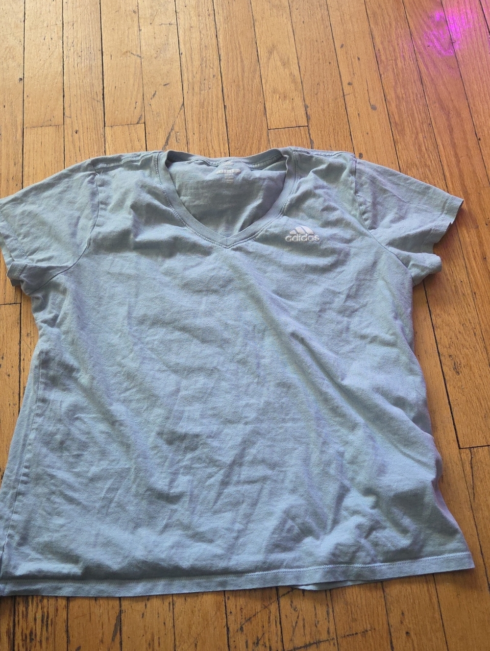 🦋 Adidas Women's Pale Blue V-Neck Short Sleeve Tee